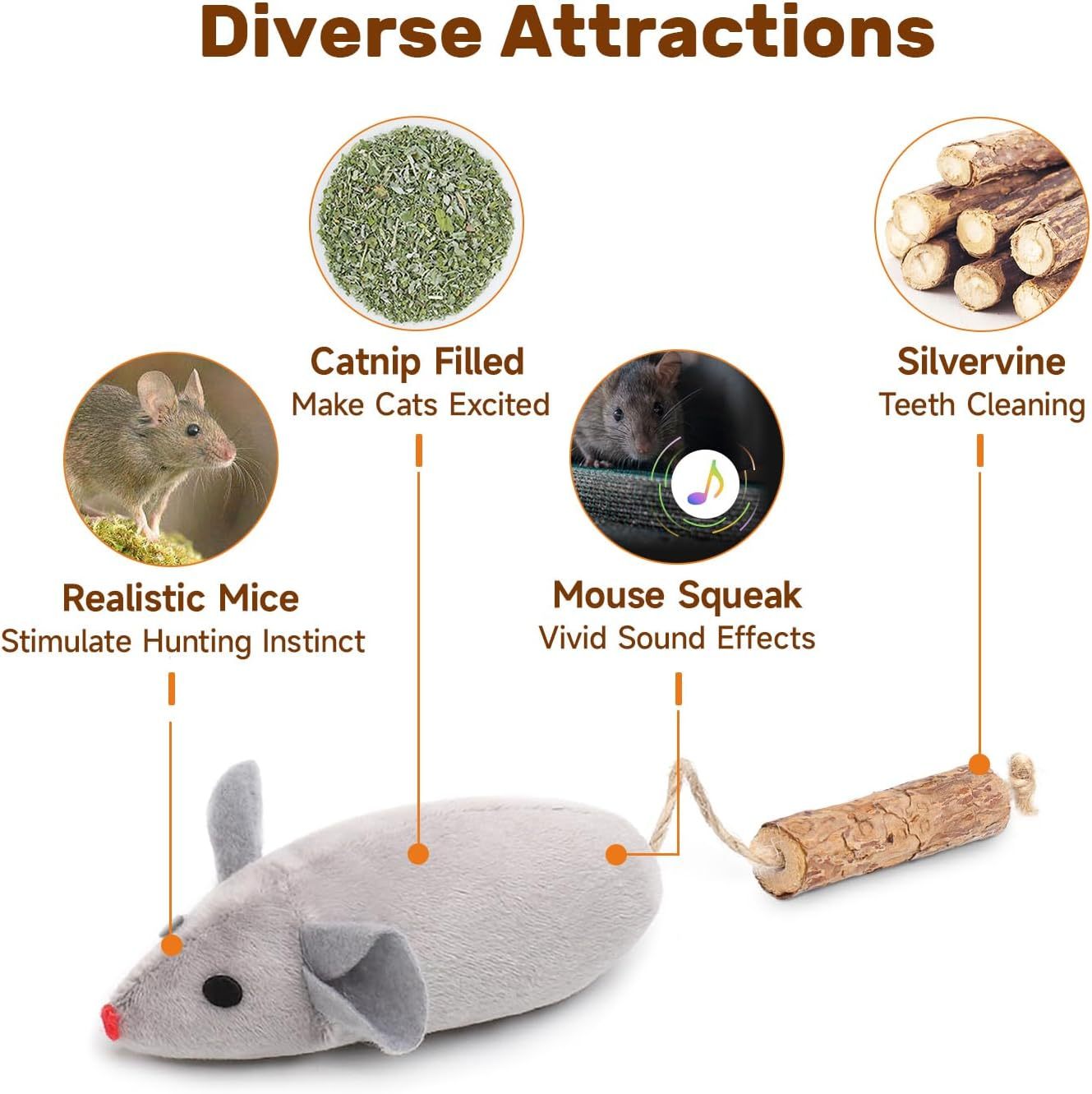 Potaroma Squeak Catnip Mice Toy – Interactive Chew & Play
