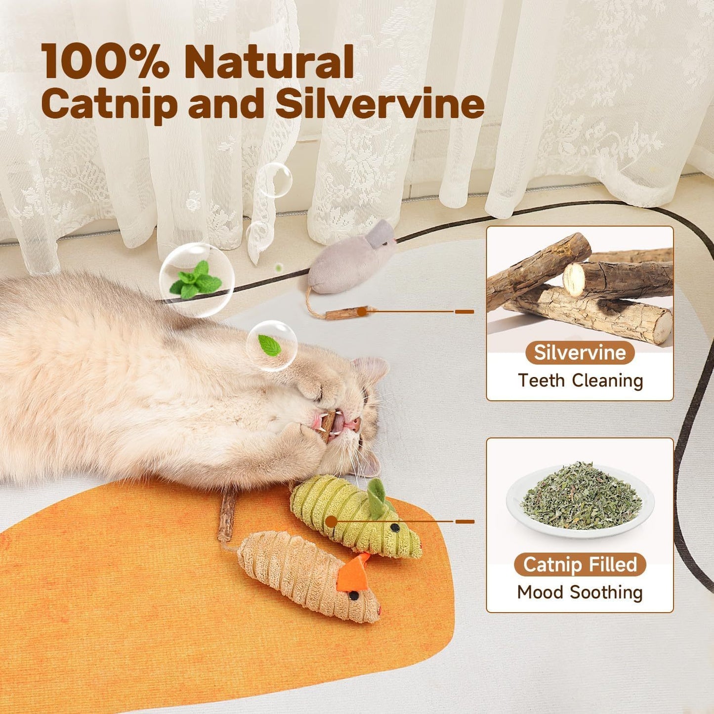 Potaroma Squeak Catnip Mice Toy – Interactive Chew & Play