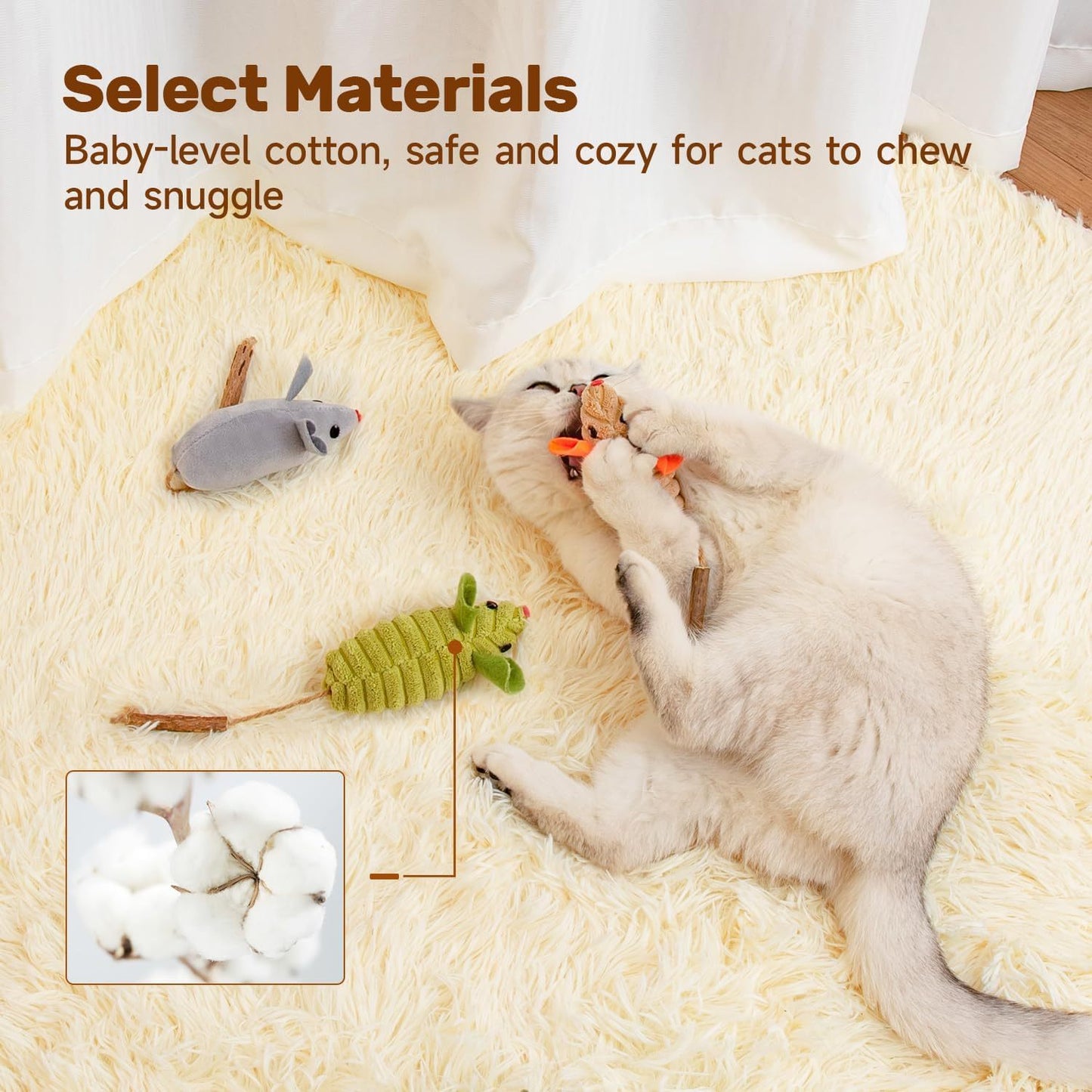 Potaroma Squeak Catnip Mice Toy – Interactive Chew & Play
