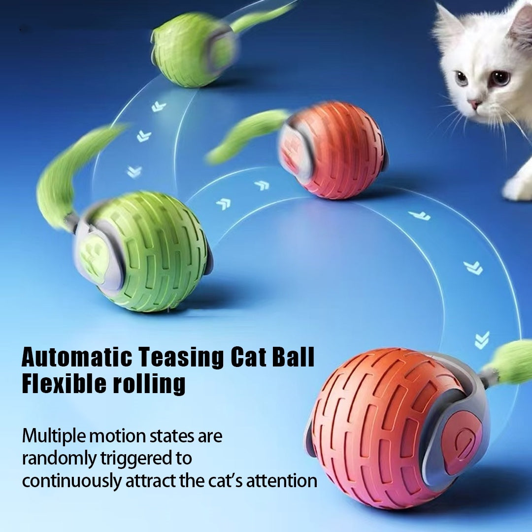Interactive Auto-Rolling Cat Ball – USB Rechargeable Teaser Toy