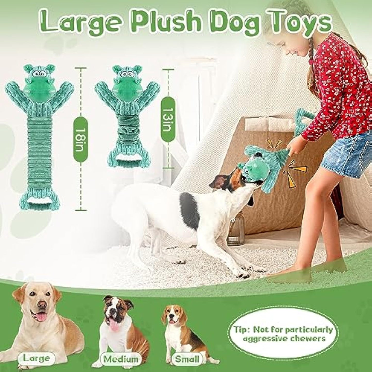 Large Plush Squeaky Dog Toys – Tug of War & Indoor Play for All Sizes